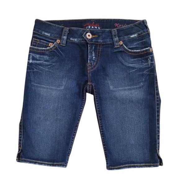 Silver‎ Jeans Karli Distressed Bermuda Jean Shorts Size 30 - Picture 1 of 12